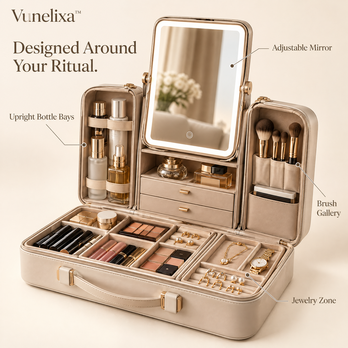 Vunelixa™ VanityFold Travel Dressing Studio