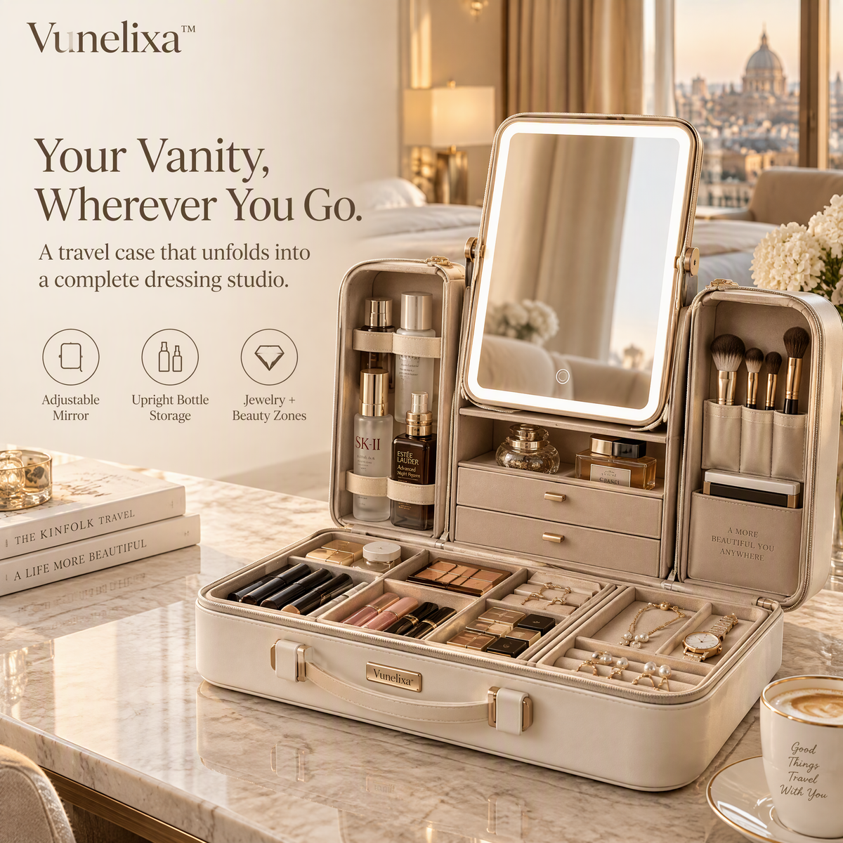 Vunelixa™ VanityFold Travel Dressing Studio