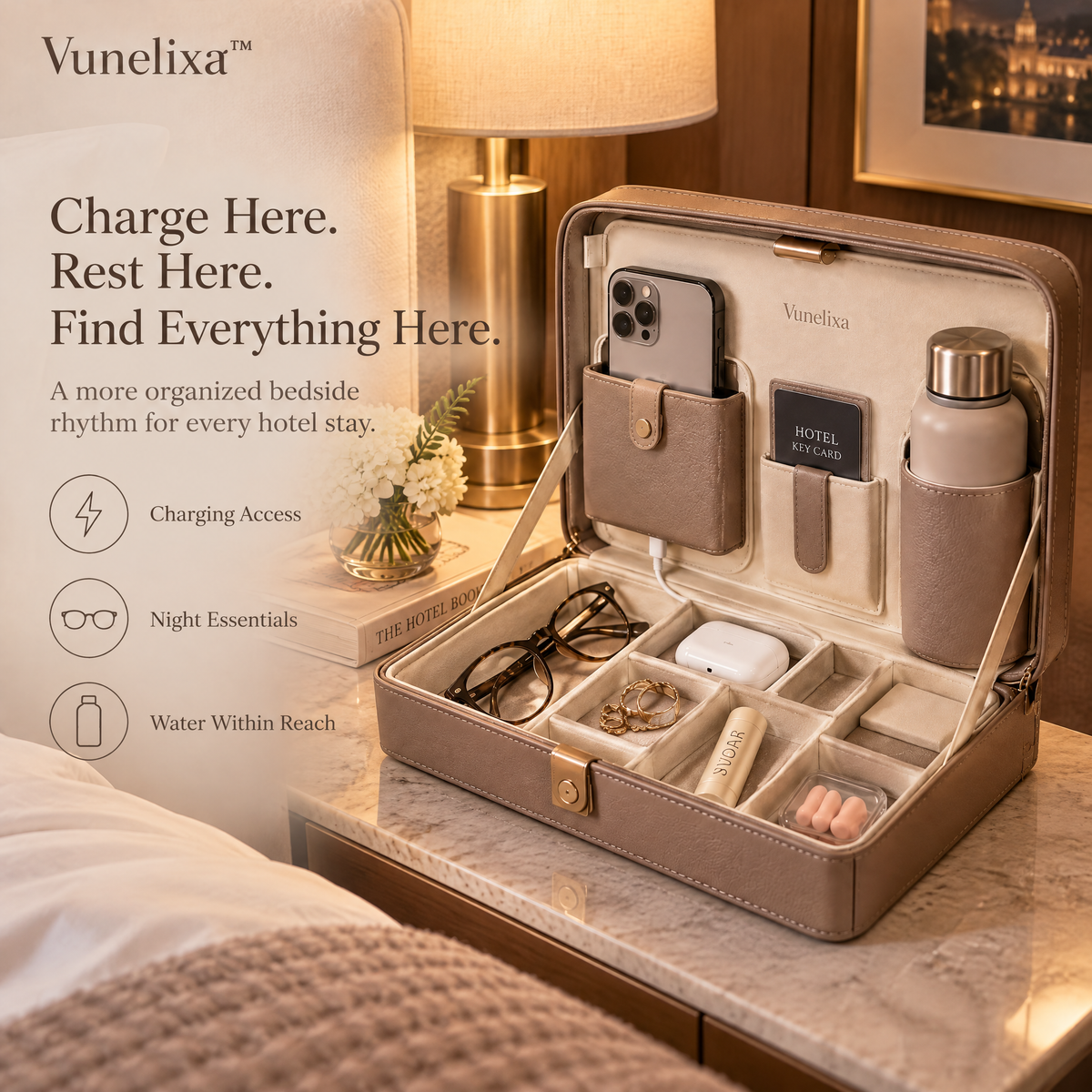 Vunelixa™ Bedside Travel Command Center